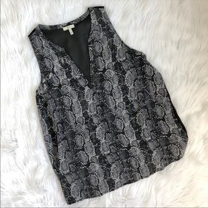 JOIE SNAKESKIN TANK W SHEER BLACK BACK